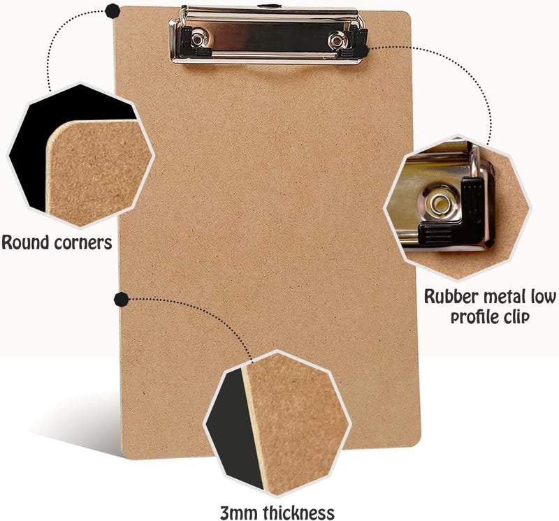 Uzant Mini Clipboards, 16 Pack 6" x 9" Small Clipboards Bulk, Wooden Memo Mini Clip Boards with Low Profile Clip, Hanging Loop for Office Home Classroom Supplies - Image 2